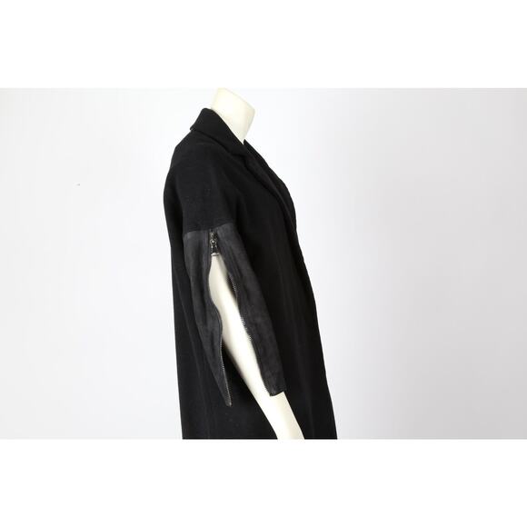 KAUFMANFRANCO Black Leather Sleeve Long Coat Size M - Picture 12 of 12